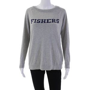 Caroline Grace Womens Cotton Knit Round Neck Pullover Sweater Top Gray Size XS